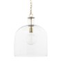 70753 - Sadah Large Clear Blown Glass w/ Gold Metal Pendant Light
