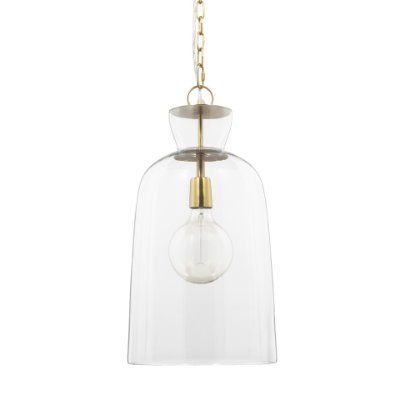 70754 - Sadah Tall Clear Blown Glass w/ Gold Metal Pendant Light