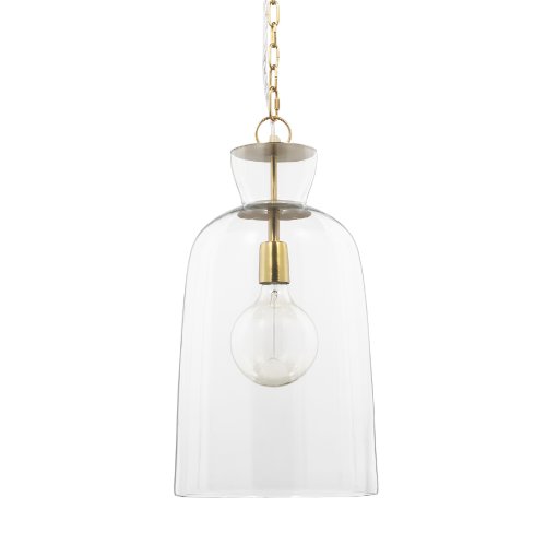 70754 - Sadah Tall Clear Blown Glass w/ Gold Metal Pendant Light