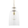 70754 - Sadah Tall Clear Blown Glass w/ Gold Metal Pendant Light