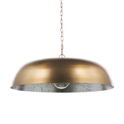 70758 - Sanne Antiqued Gold Metal w/ Silver Foil Wide Pendant Light