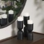 70707 - Qamra Short Black Metal Pillar Candle Holder