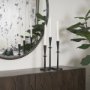 70718 - Qwin Matte Black Cast Aluminum Tall Candle Holder