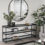 69785 - Trey 72.0"L x 16.0"W x 30.0"H Black Metal W/Glass Console Table