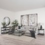 69786 - Trey 56"L x 32"W x 17"H Black Metal W/Glass Coffee Table