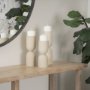 70710 - Qamra Short Beige Textured Metal Pillar Candle Holder