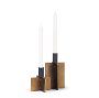 70669 - Pia Antiqued Gold w/ Black Metal Taper Candleholder (Set of 2)