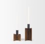 70669 - Pia Antiqued Gold w/ Black Metal Taper Candleholder (Set of 2)