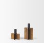 70669 - Pia Antiqued Gold w/ Black Metal Taper Candleholder (Set of 2)