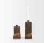 70670 - Polli Antiqued Gold w/ Matte Black Metal Taper Candleholders (Set of 2)