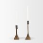 70670 - Polli Antiqued Gold w/ Matte Black Metal Taper Candleholders (Set of 2)