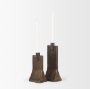 70670 - Polli Antiqued Gold w/ Matte Black Metal Taper Candleholders (Set of 2)