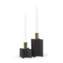 70671 - Pia Matte Black w/ Brushed Gold Metal Taper Candleholder (Set of 2)