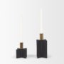 70671 - Pia Matte Black w/ Brushed Gold Metal Taper Candleholder (Set of 2)
