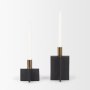 70671 - Pia Matte Black w/ Brushed Gold Metal Taper Candleholder (Set of 2)