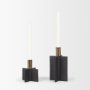 70671 - Pia Matte Black w/ Brushed Gold Metal Taper Candleholder (Set of 2)