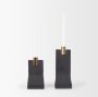 70672 - Polli Matte Black w/ Brushed Gold Metal Taper Candleholders (Set of 2)