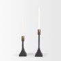 70672 - Polli Matte Black w/ Brushed Gold Metal Taper Candleholders (Set of 2)