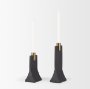 70672 - Polli Matte Black w/ Brushed Gold Metal Taper Candleholders (Set of 2)