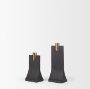70672 - Polli Matte Black w/ Brushed Gold Metal Taper Candleholders (Set of 2)