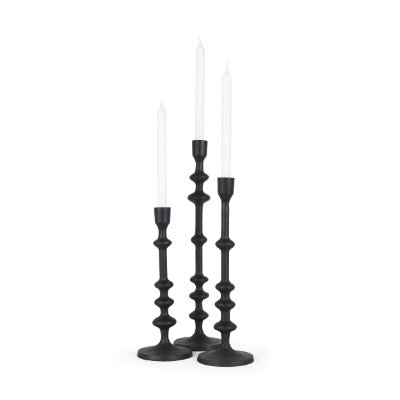 70673 - Paolo Matte Black Metal Candle Holder (Set of 3)