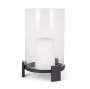 70676 - Price Large Matte Black-Brown Metal w/ Glass Hurricane Candle Holder