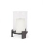 70677 - Price Small Matte Black-Brown Metal w/ Glass Hurricane Candle Holder
