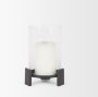 70677 - Price Small Matte Black-Brown Metal w/ Glass Hurricane Candle Holder