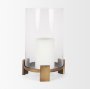 70678 - Price Large Antiqued Gold Metal w/ Glass Hurricane Candle Holder