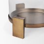 70678 - Price Large Antiqued Gold Metal w/ Glass Hurricane Candle Holder