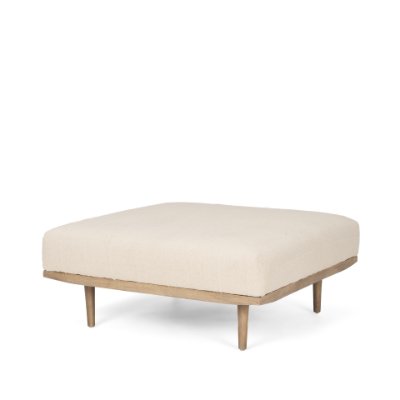 70795 - Shae Brown Wood w/ Oatmeal Fabric Ottoman