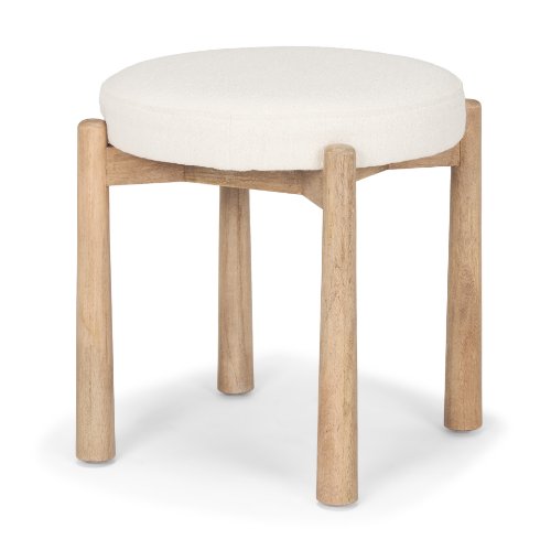 70796 - Shaiden Brown Wood w/ Cream Fabric Stool