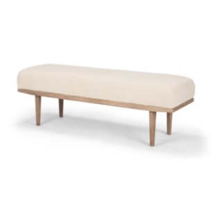 Shae Brown Wood w/ Oatmeal Fabric Bench