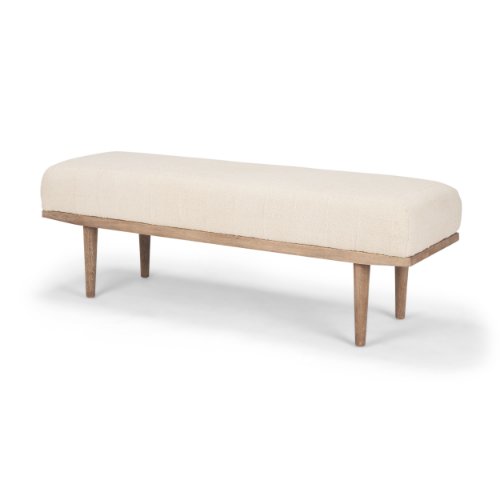 70797 - Shae Brown Wood w/ Oatmeal Fabric Bench