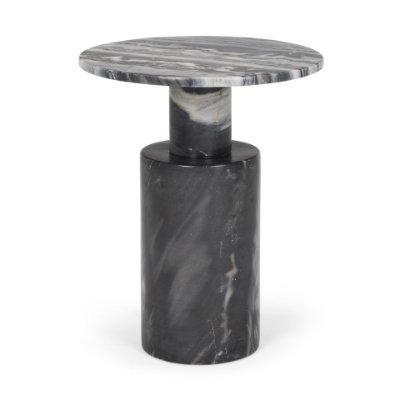 70876-AB - Taite Solid Dark Gray Marble Pedestal Accent Table