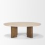 70879-AB - Syona Travertine + Mango Wood leg Oval Coffee table