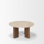 70879-AB - Syona Travertine + Mango Wood leg Oval Coffee table