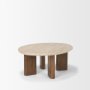 70879-AB - Syona Travertine + Mango Wood leg Oval Coffee table