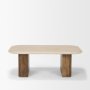 70880-AB - Symona Travertine and Mango Wood Rectangle Coffee Table