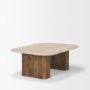 70880-AB - Symona Travertine and Mango Wood Rectangle Coffee Table
