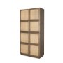 70816 - Sina Brown Oak Wood w/ Natural Rattan 2 Door Curio Cabinet