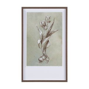Botanical Sketch I (green) by Mercana Studio Hand Embellished Framed Art Print Matted under Glass