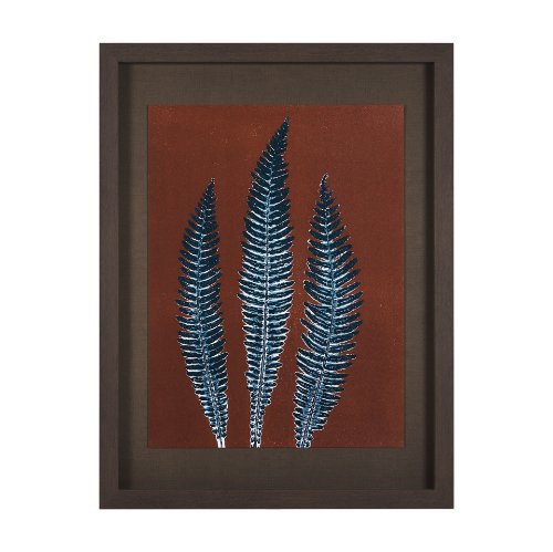 15380 - Nutmeg Fern 4 by Mary Margaret Briggs Hand Embellished Textured Framed Art Print Matted under Glass
