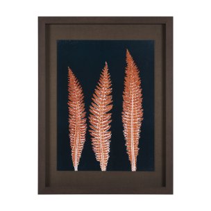 Indigo Fern 4 by Mary Margaret Briggs Hand Embellished Textured Framed Art Print Matted under Glass
