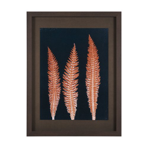 15381 - Indigo Fern 4 by Mary Margaret Briggs Hand Embellished Textured Framed Art Print Matted under Glass