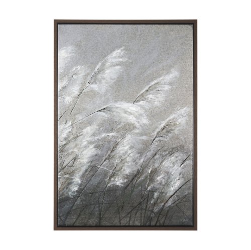 102629-FL - Pampas Grass Breeze II by Mercana Studio a Hand Embellished Textured Framed Canvas