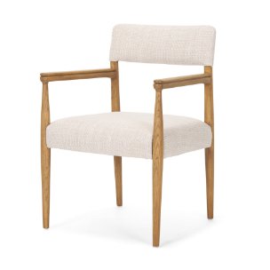 Toni Curved Back Dining Side Chair | Cream Fabric w/ Light Brown Wood
