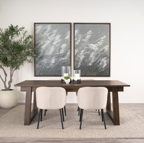 70890-AB - Takota Dark Brown Rectangular Oak Wood w/ Birch Wood Legs Extendable Dining Table