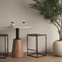 69393 - Clarissa 18.0L x 16.0W x 26.25H Dark Brown Woven Leather Seat W/ Black Iron Frame Counter Stool