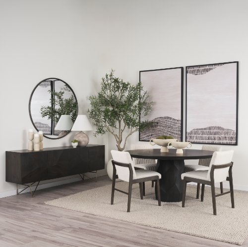 68565-AB - Fitzgerald 60" Round Brown Solid Wood Top & Base Dining Table